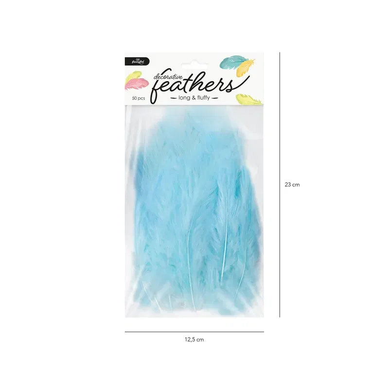 Konfetti piórka długie 50 szt. - niebieskie 