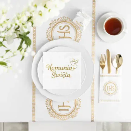 Serwetki Komunijne białe Komunia Święta 33cm/10 szt. Serwetki Komunijne białe Komunia Święta 33cm/10 szt.
