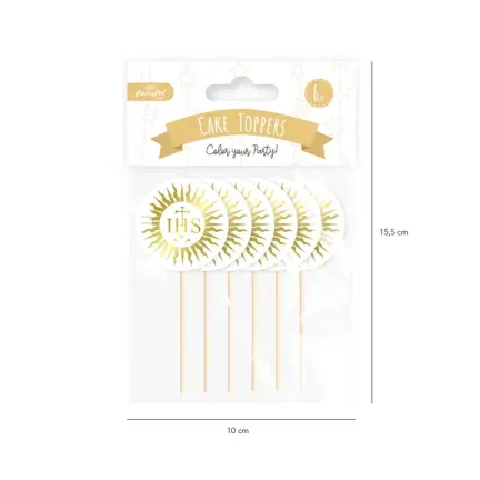 Topper komunijny IHS złoty 10cm/6 szt. Topper komunijny IHS złoty 10cm/6 szt.