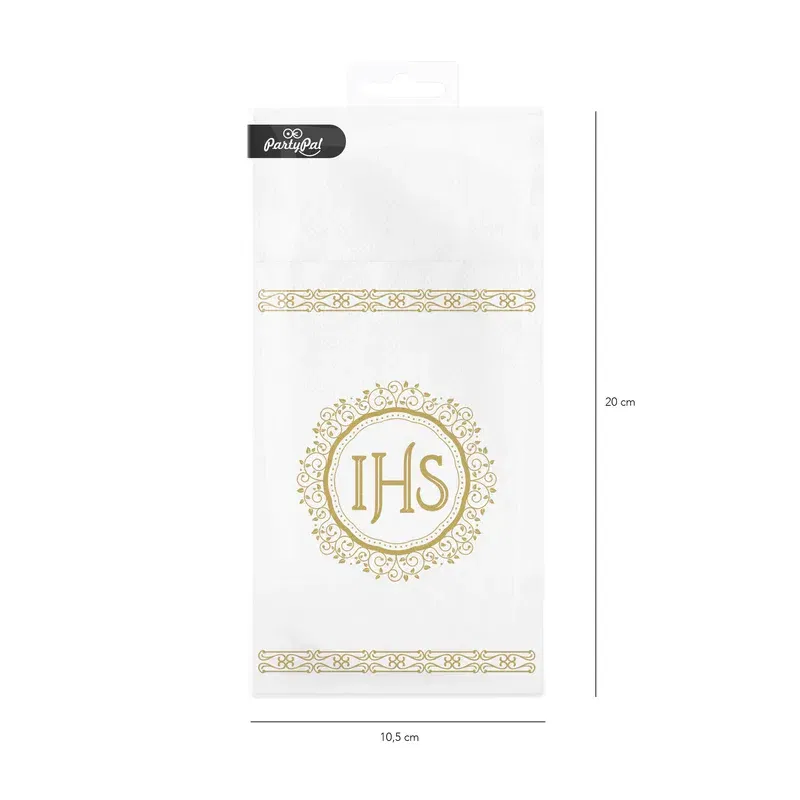 Kieszonki na sztućce IHS biało-złote 16szt. 