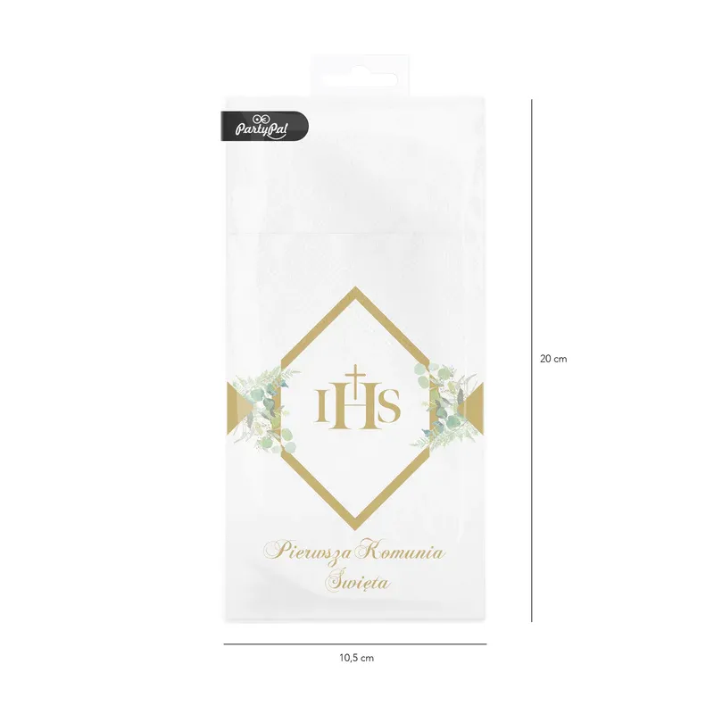 Serwetki na sztućce z nadrukiem IHS Pierwsza Komunia Święta/16szt. Serwetki na sztućce z nadrukiem IHS Pierwsza Komunia Święta/16szt.