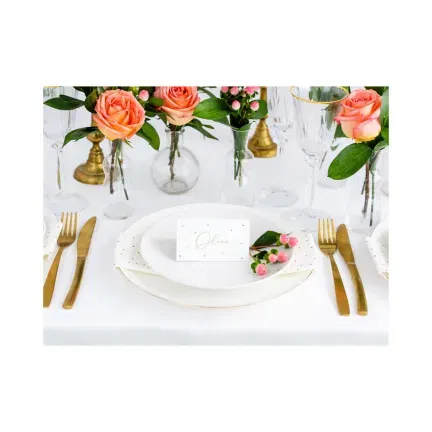 Wizytówki na stół złote Kropki-10 szt.