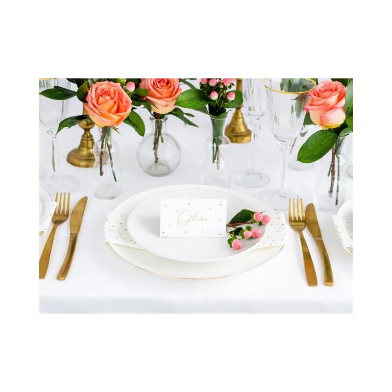 Wizytówki na stół złote Kropki-10 szt.