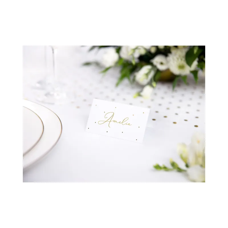 Wizytówki na stół złote Kropki-10 szt.