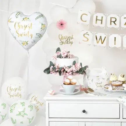 Balony Chrzest Święty z zielonymi liśćmi, 6 szt. Balony Chrzest Święty z zielonymi liśćmi, 6 szt.