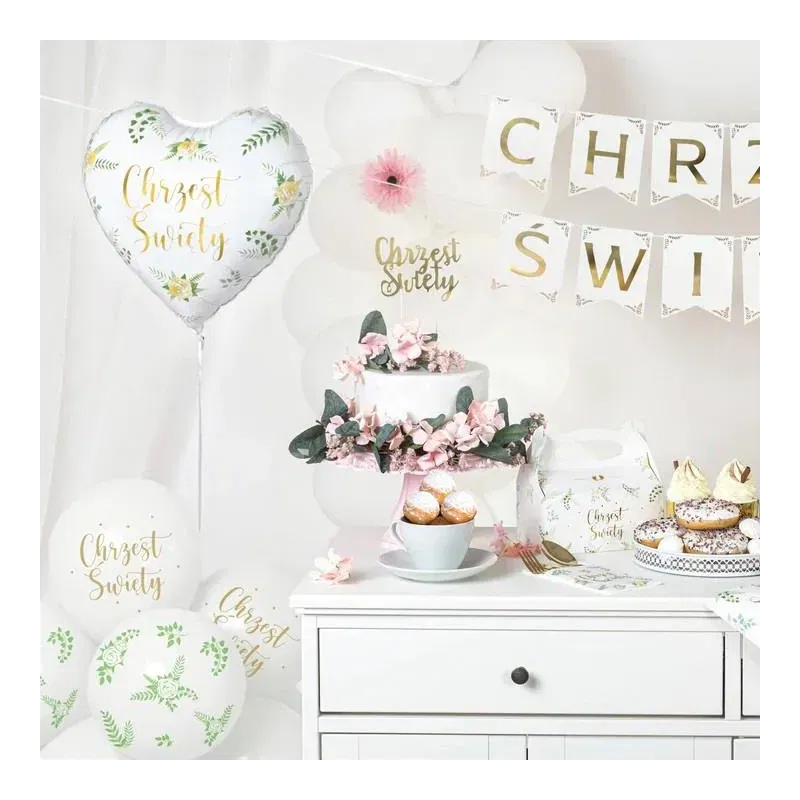 Balony Chrzest Święty z zielonymi liśćmi, 6 szt. Balony Chrzest Święty z zielonymi liśćmi, 6 szt.