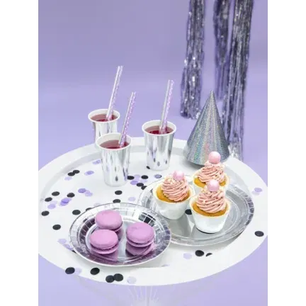 Talerzyki papierowe srebrne, 18cm/6 szt.