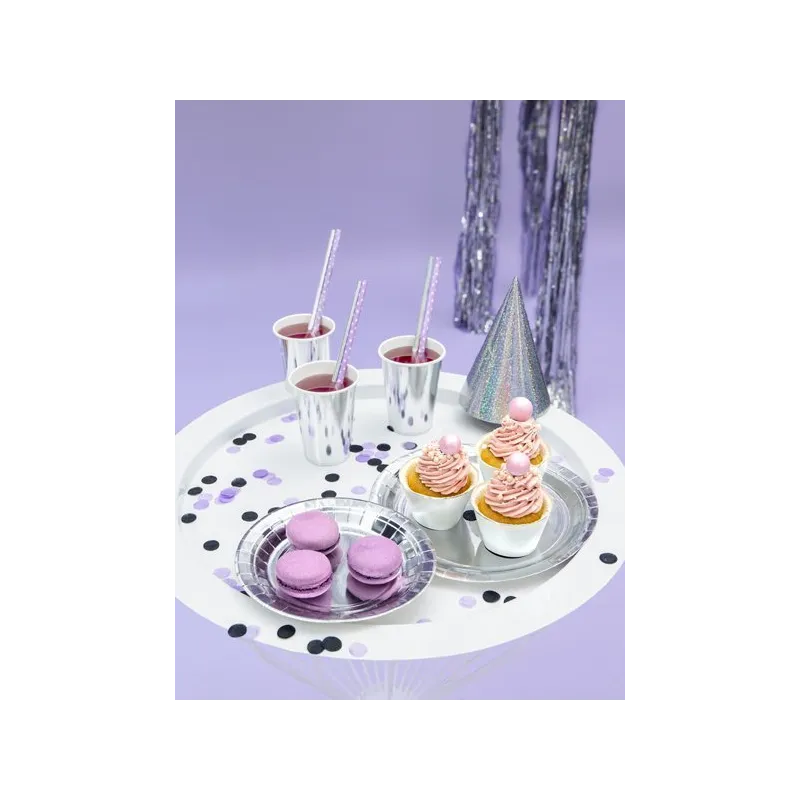 Talerzyki papierowe srebrne, 18cm/6 szt.