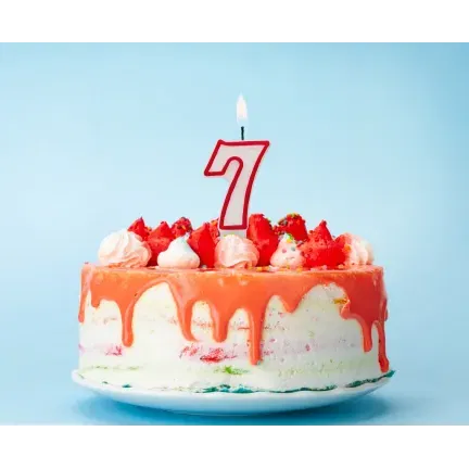 Cyfra "7", czerwony kontur