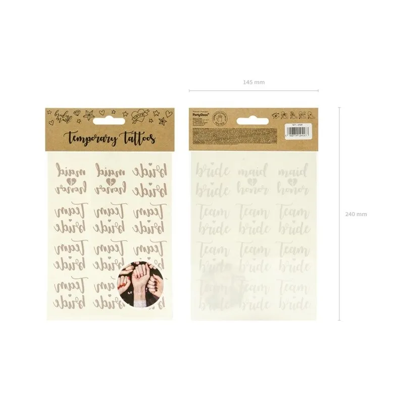 Tatuaże wieczór panieński, różowe złoto 13szt. 