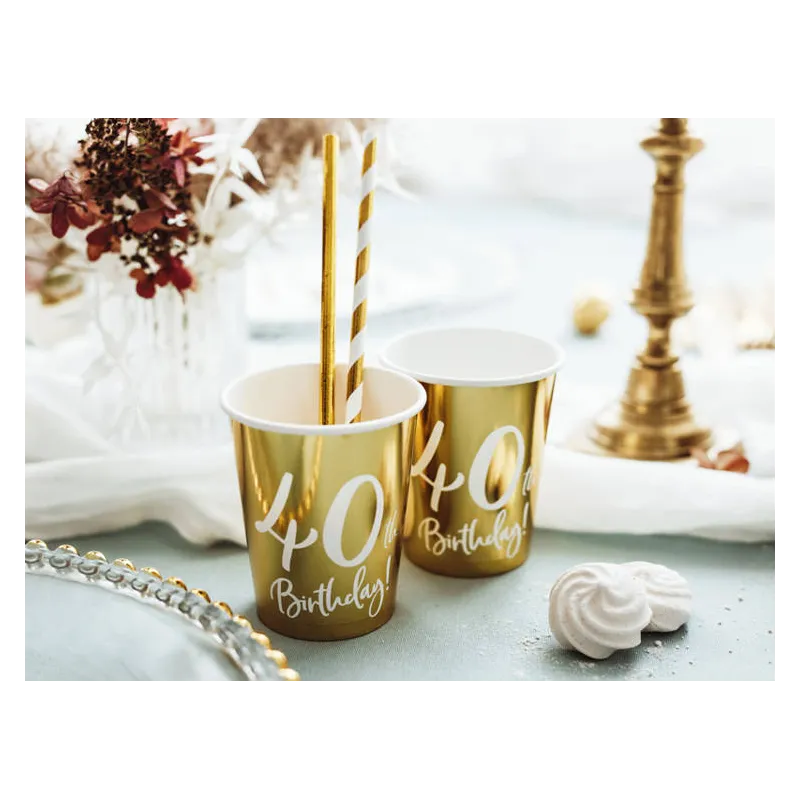 Kubeczki 40th Birthday, złoty/6szt.