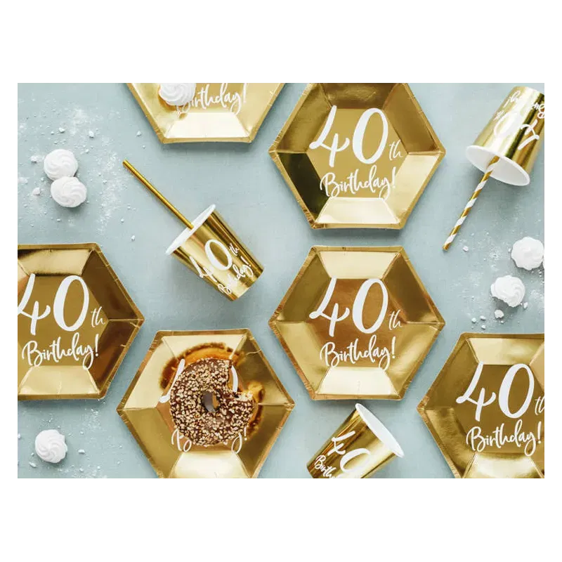 Kubeczki 40th Birthday, złoty/6szt.