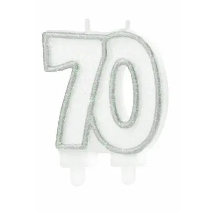 Świeczka 70 srebro -brokat