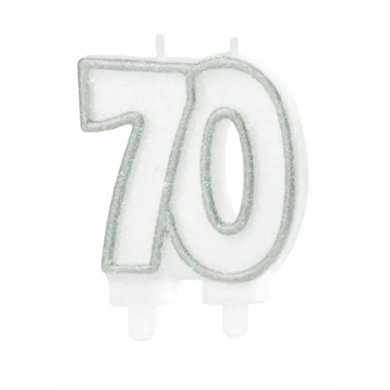 Świeczka 70 srebro -brokat