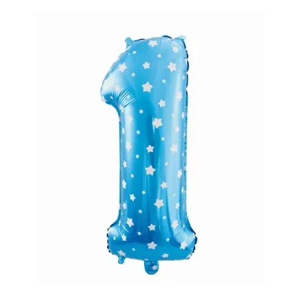 Balon "1" 1m niebieski w gwiazdki
