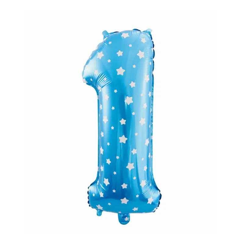 Balon "1" 1m niebieski w gwiazdki