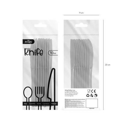 Nóż plastikowy srebrny 10szt. Nóż plastikowy srebrny 10szt.