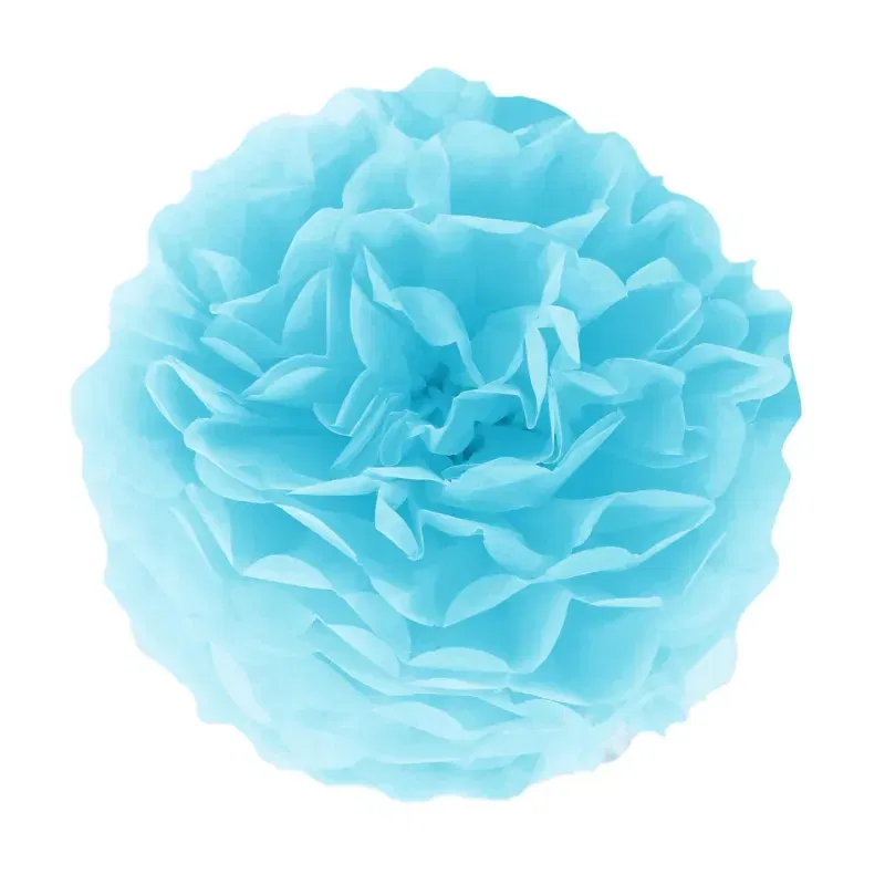 Pompon bibułowy, błękitny, 25 cm