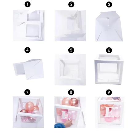 Zestaw pudełek różowych 30cm na balony z literami BABY 4 szt.