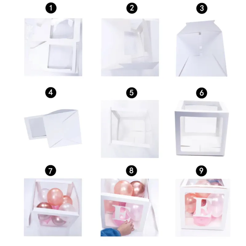 Zestaw pudełek różowych 30cm na balony z literami BABY 4 szt.