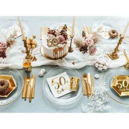 Talerzyki 50th Birthday złote, 6 szt., 20cm Talerzyki 50th Birthday złote, 6 szt., 20cm