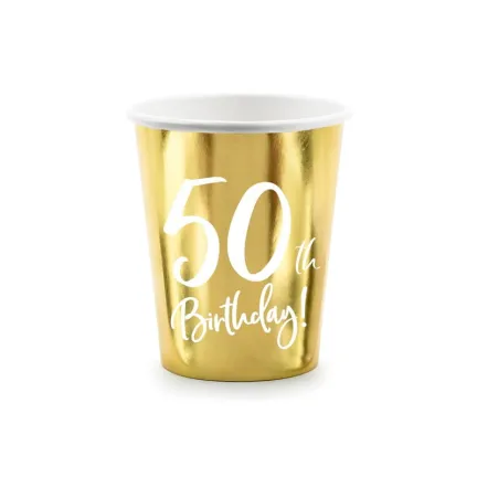 Kubeczki 50th Birthday, złoty/6szt.