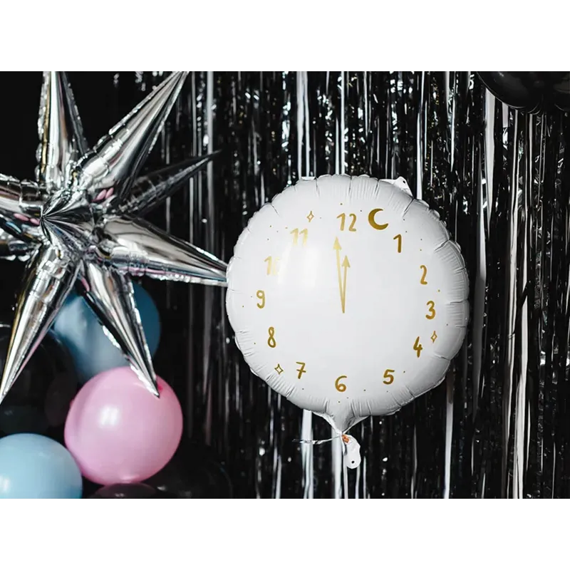 Balon Zegar biały, 45cm Balon Zegar biały, 45cm
