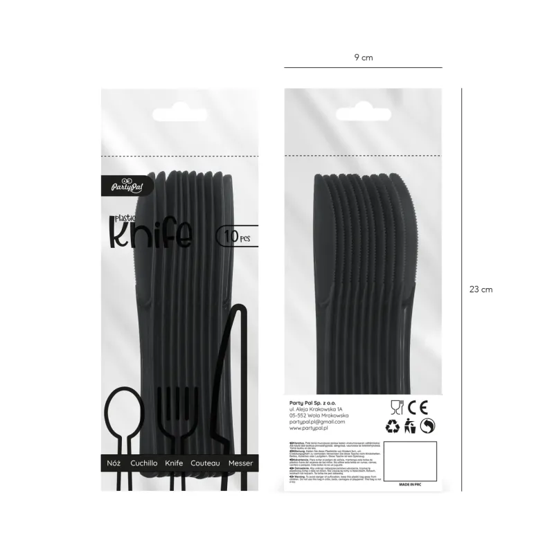 Noże plastikowe duże czarne 10szt. Noże plastikowe duże czarne 10szt.