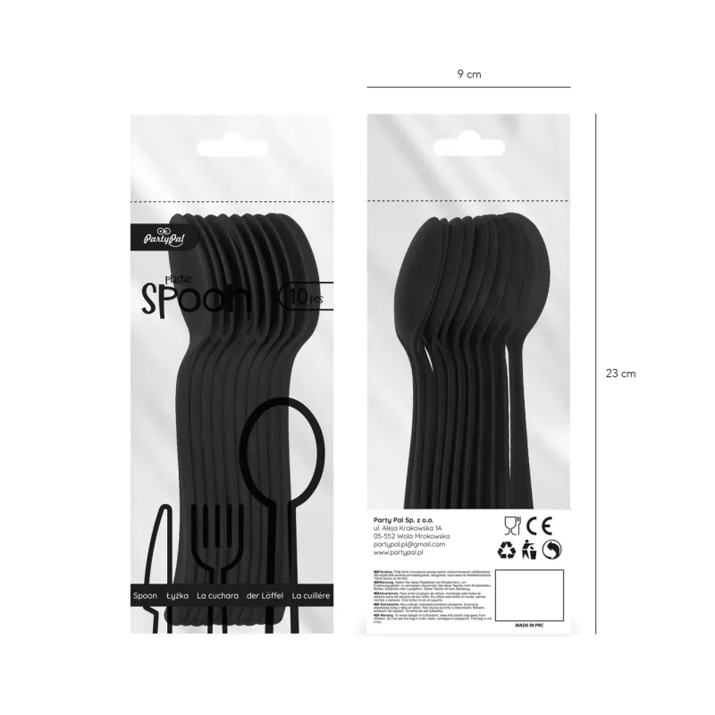 Łyżki plastikowe duże czarne 10szt.