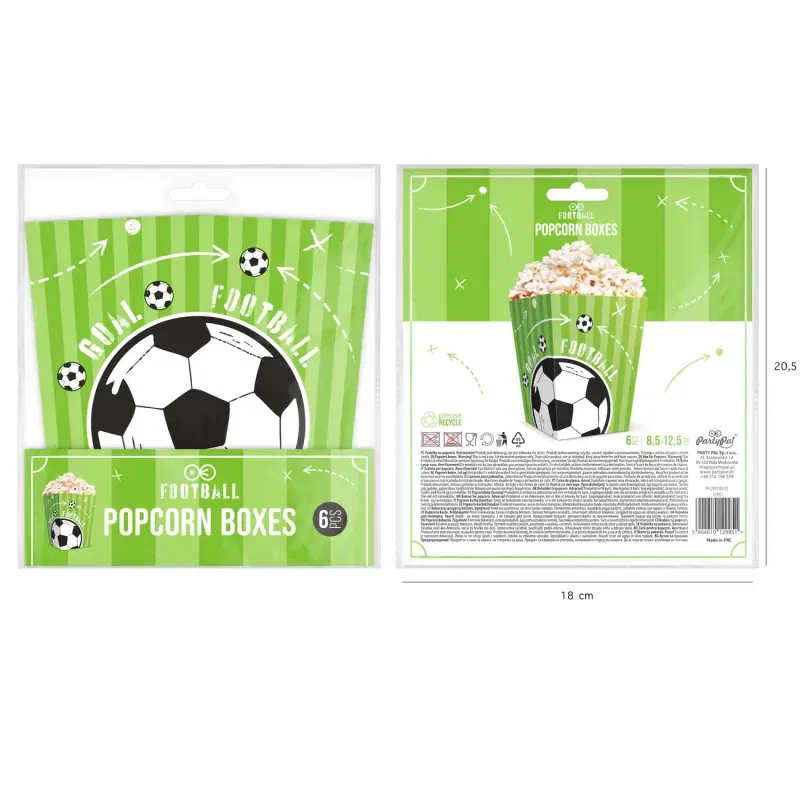 Pudełko na popcorn Football 12,5x8,5cm 6szt. Pudełko na popcorn Football 12,5x8,5cm 6szt.
