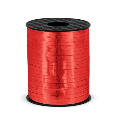 Czerwona błyszcząca wstążka plastikowa 5x225mm