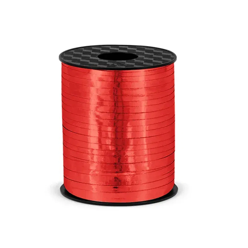 Czerwona błyszcząca wstążka plastikowa 5x225mm