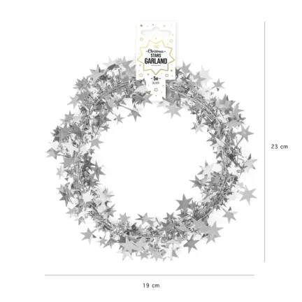Girlanda z gwiazdek srebrna 5m Girlanda z gwiazdek srebrna 5m