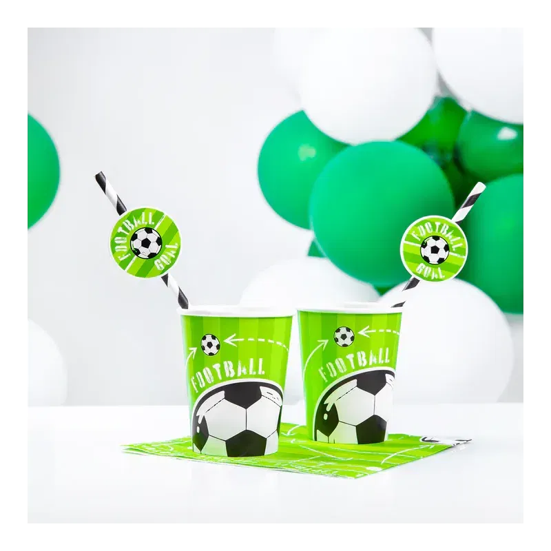 Słomki papierowe Football 19,5cm 6szt.
