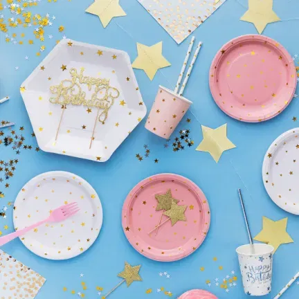 Słomki papierowe gwiazdki złote 10szt