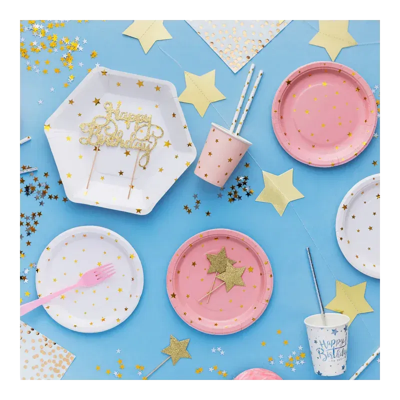 Słomki papierowe gwiazdki złote 10szt