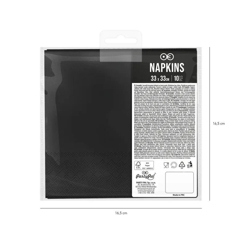 Serwetki czarne złote kropki 10szt. Serwetki czarne złote kropki 10szt.