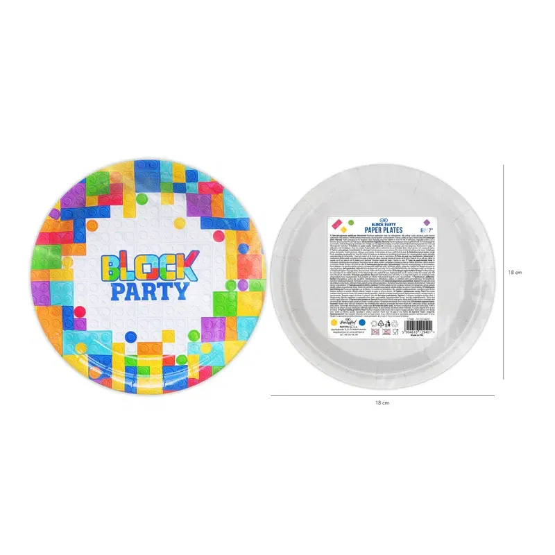 Talerzyk papierowy Klocki 7cali 6szt. Talerzyk papierowy Klocki 7cali 6szt.