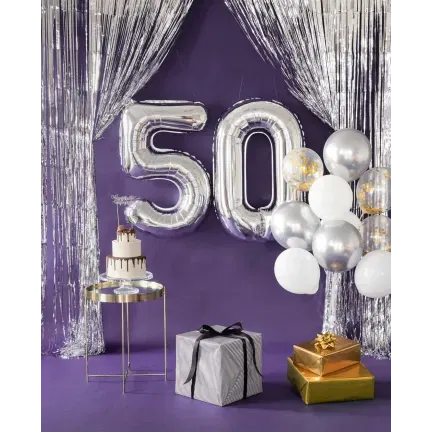 KURTYNA DEKORACYJNA Foliowa Srebrna Silver 100x200 cm