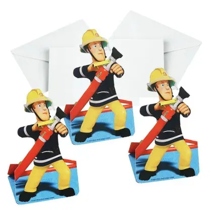 ZAPROSZENIA Z KOPERTĄ STRAŻAK SAM - 8 SZT.