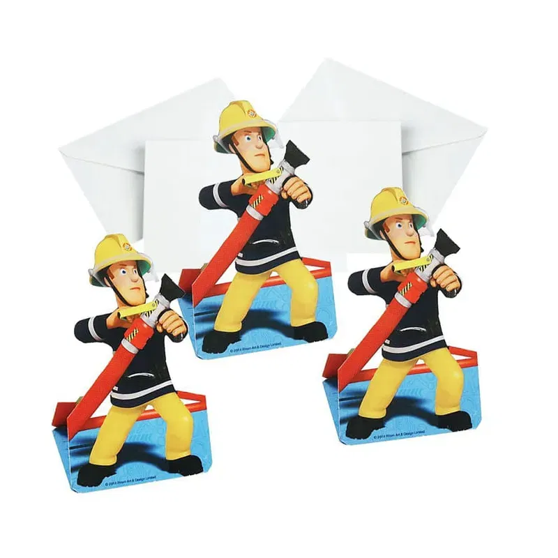 ZAPROSZENIA Z KOPERTĄ STRAŻAK SAM - 8 SZT.