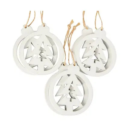 Zawieszki Białe Choinki, 6szt. Zawieszki Białe Choinki, 6szt.