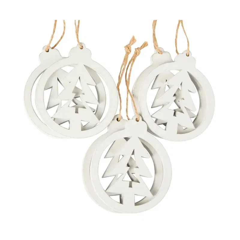 Zawieszki Białe Choinki, 6szt. Zawieszki Białe Choinki, 6szt.