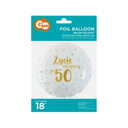 Balon foliowy Życie zaczyna się po 50, 18"