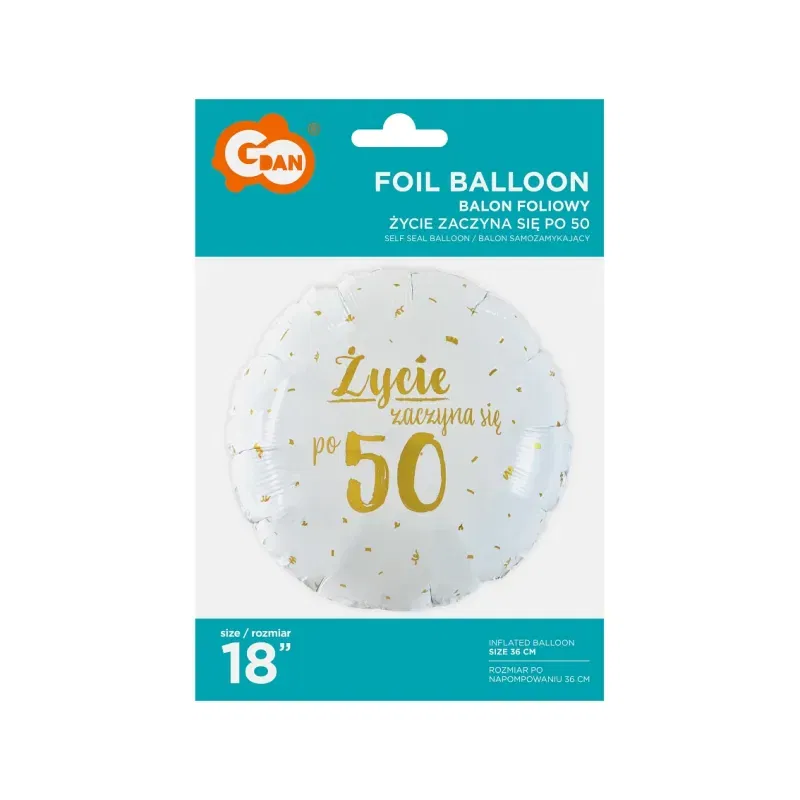 Balon foliowy Życie zaczyna się po 50, 18"
