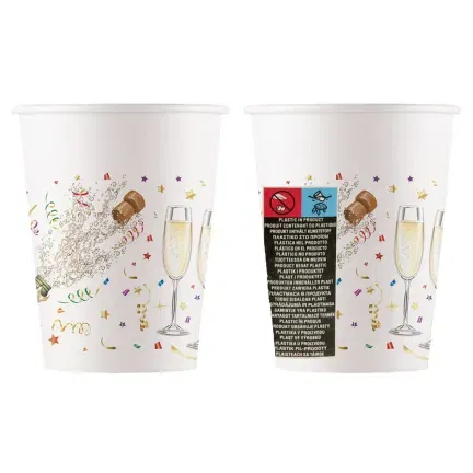 Kubeczki papierowe Szampańska Impreza, 200ml, 8 szt.