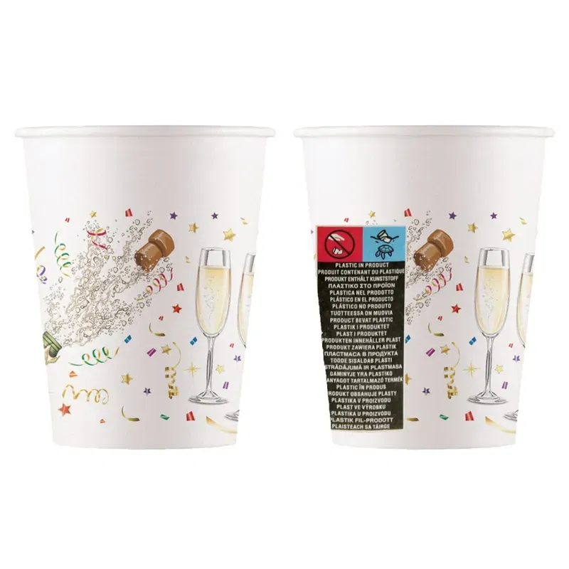 Kubeczki papierowe Szampańska Impreza, 200ml, 8 szt.