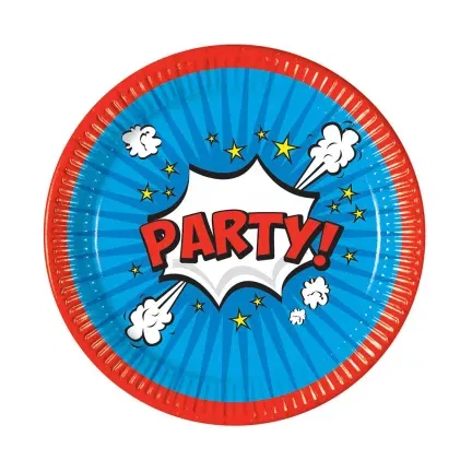 Talerzyki papierowe Boom Party, 23cm, 8 szt. (plastic-free)