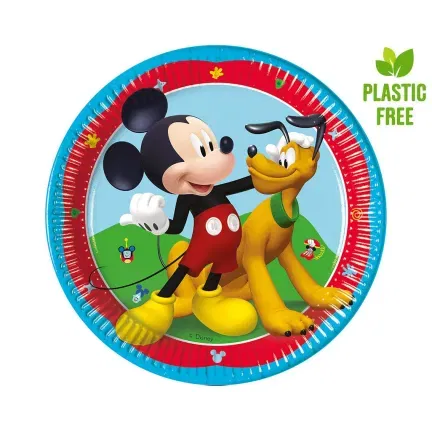 Talerzyki papierowe Myszka Mickey- Rock The House, 20cm, 8 szt. (plastic-free)