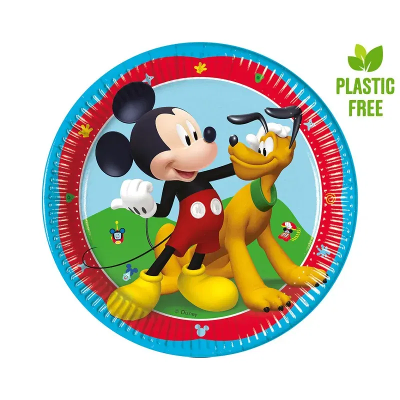 Talerzyki papierowe Myszka Mickey- Rock The House, 20cm, 8 szt. (plastic-free)